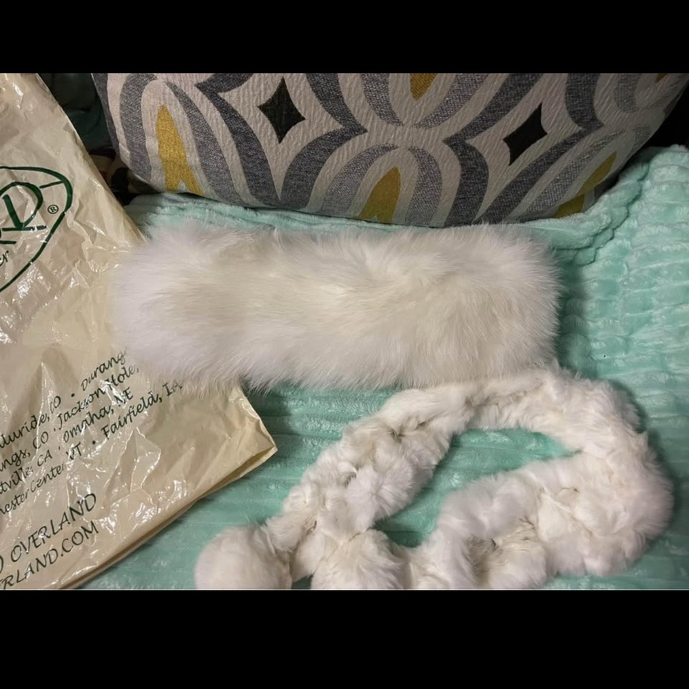 Elegant White FOX Headband & RABBIT Scarf